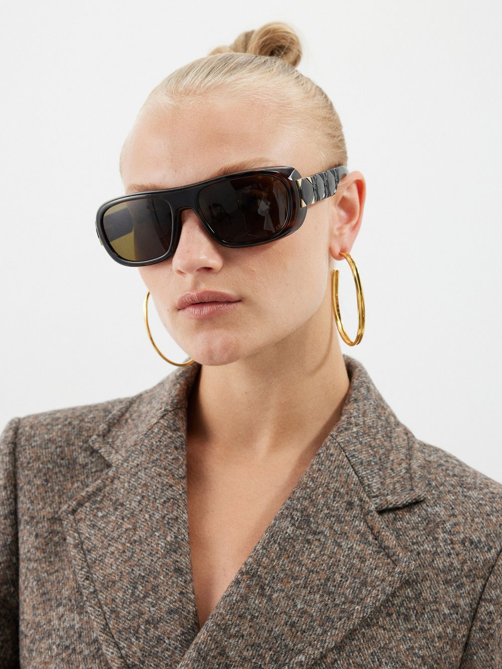 Солнцезащитные очки lady 9522 s1l черепаховой расцветки из ацетата DIOR, коричневый