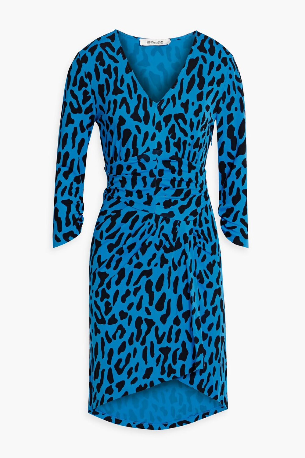 

Плиссированное мини-платье из эластичного джерси с леопардовым принтом Diane Von Furstenberg, лазурный