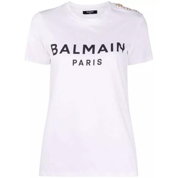 

Футболка button-embellished logo-print t-shirt Balmain, белый