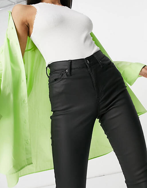 

Черные джинсы с покрытием Topshop Jamie