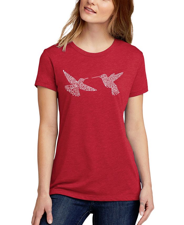 Женская футболка Hummingbirds Premium Blend Word Art с короткими рукавами LA Pop Art, красный