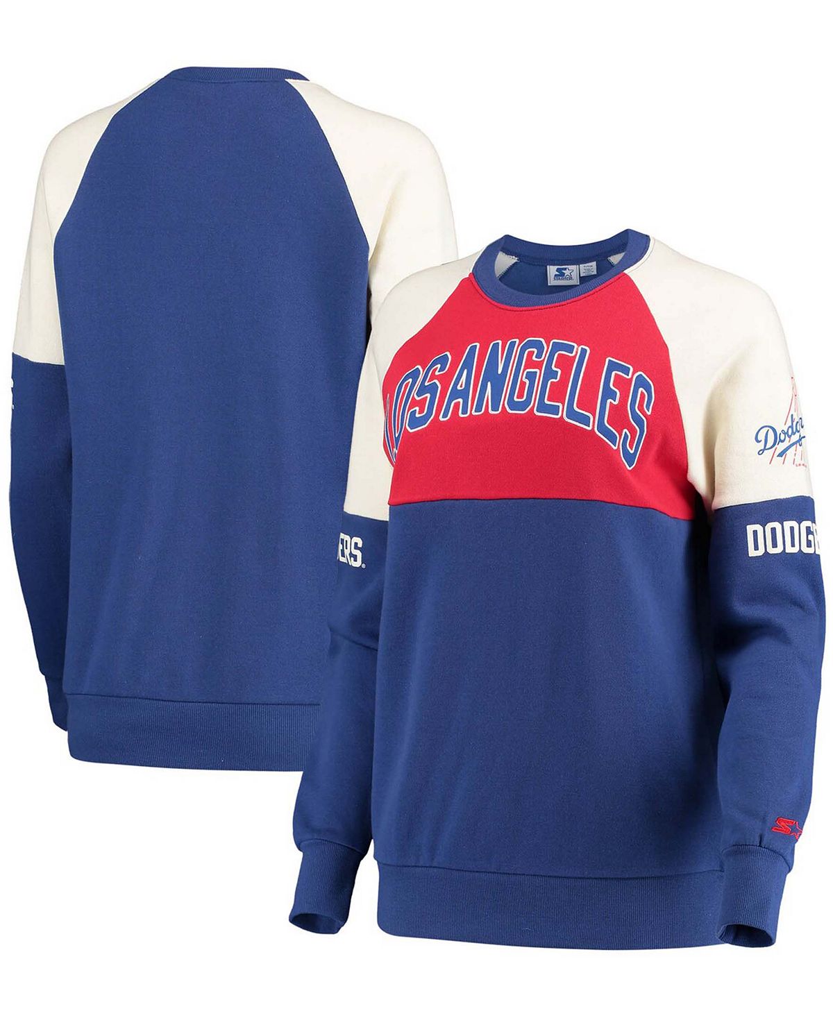Женский пуловер с историческим логотипом Red-Royal Los Angeles Dodgers Baseline реглан Starter