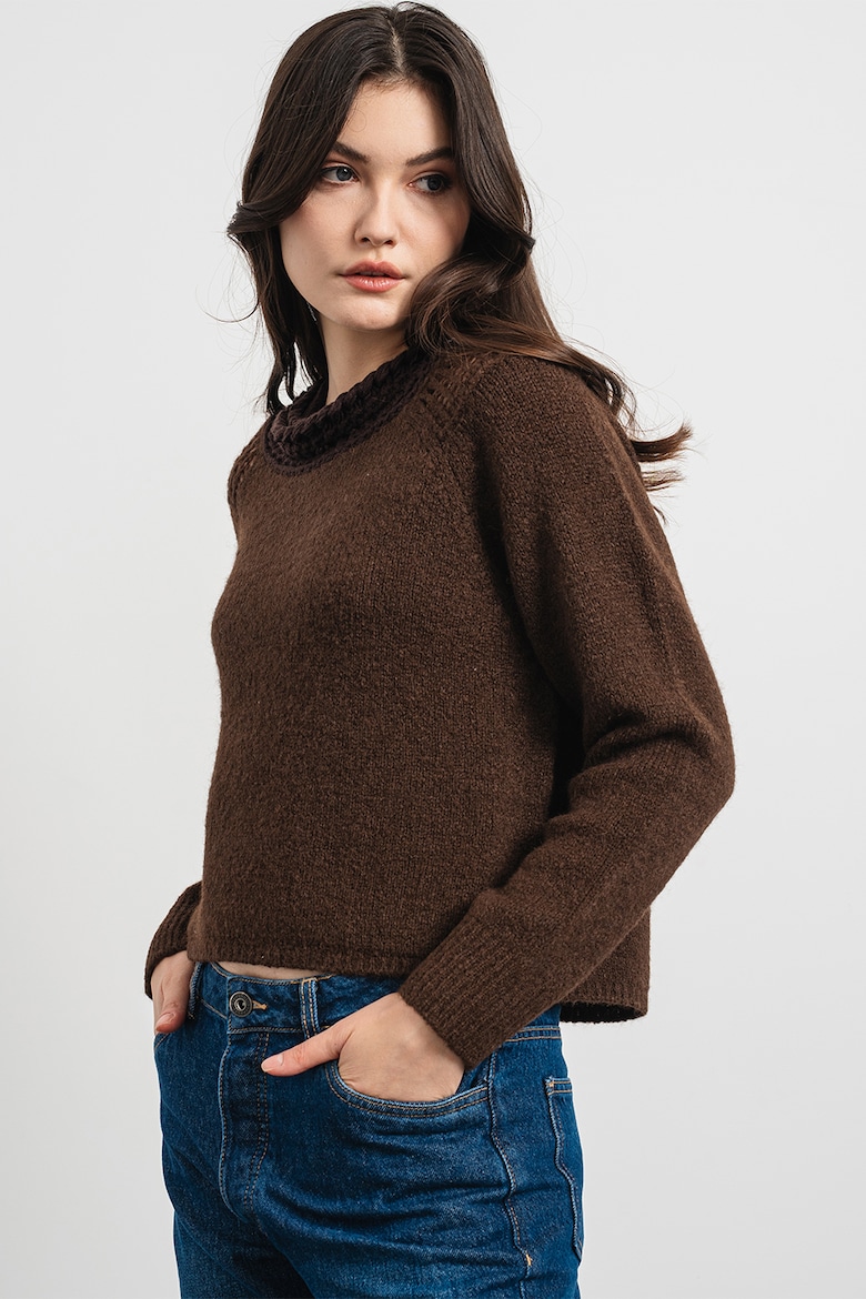 Ажурный свитер из шерсти Stefanel, коричневый