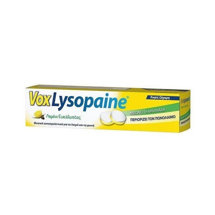 Таблетки Vox Lysopaine с лимоном и эвкалиптом, 18 таблеток Boehringer Ingelheim таблетки жевательные boehringer ingelheim ветмедин 10 0мг 50таб