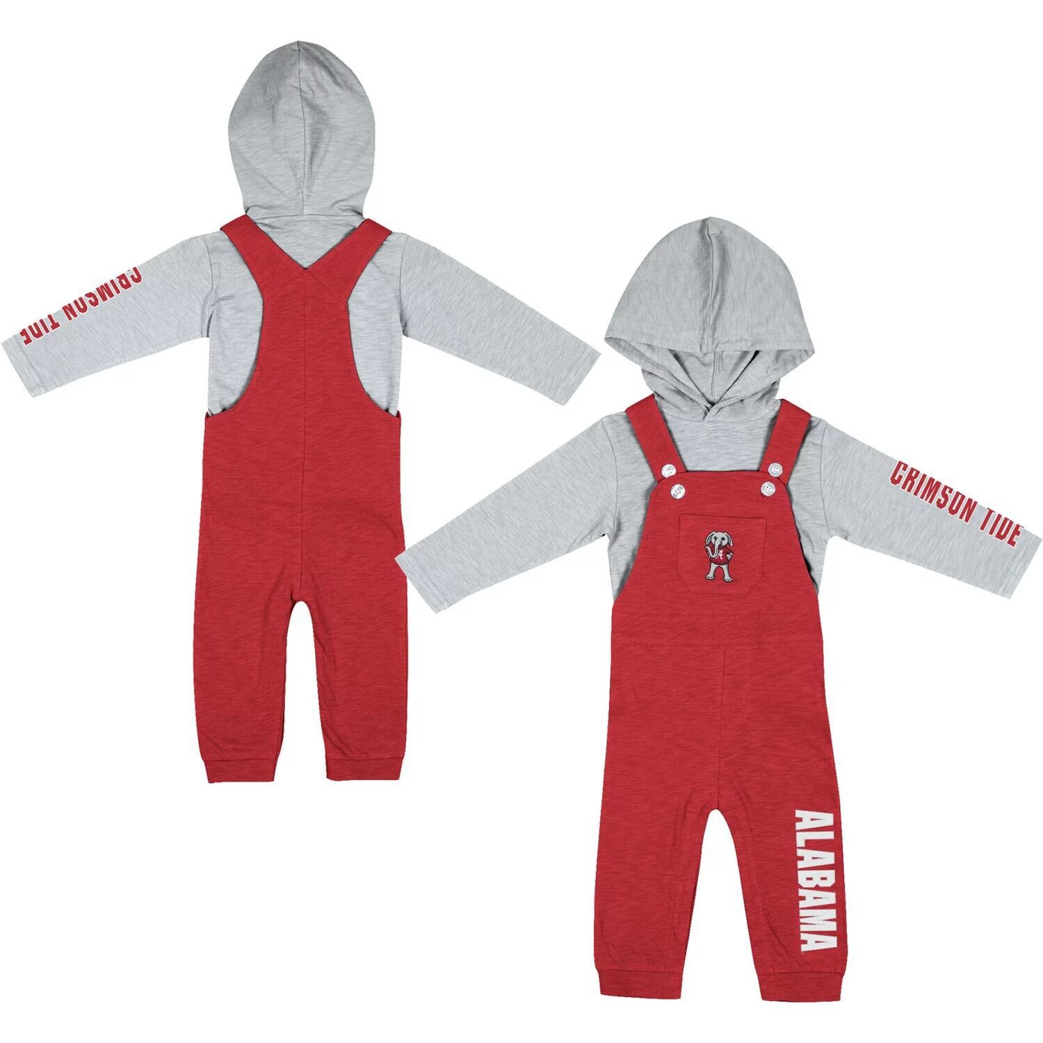 

Для новорожденных и младенцев Colosseum Heathered Crimson/Heathered Grey Alabama Crimson Tide Chim-Chim Футболка с капюшоном и комбинезон с длинными рукавами Colosseum