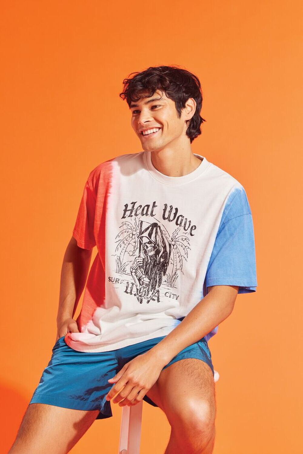 

Футболка с рисунком Heat Wave с принтом тай-дай Forever 21, кремовый, Бежевый