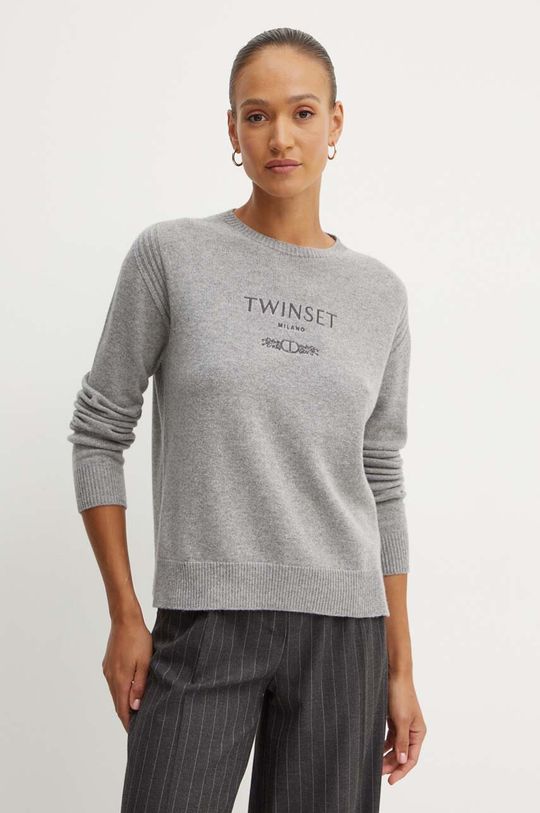 

Свитер из смесовой шерсти Twinset, серый