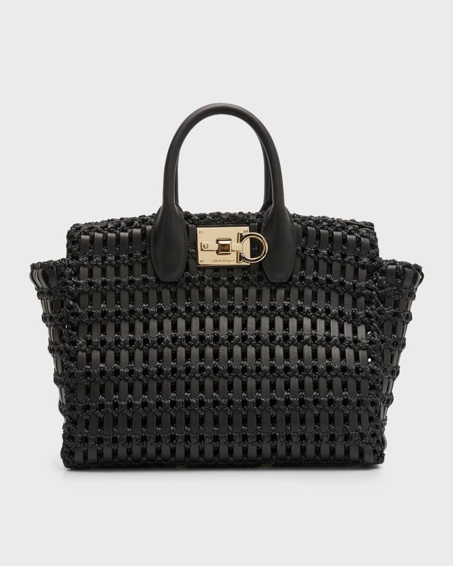 

Плетеная кожаная сумка Studio с ручкой сверху Ferragamo