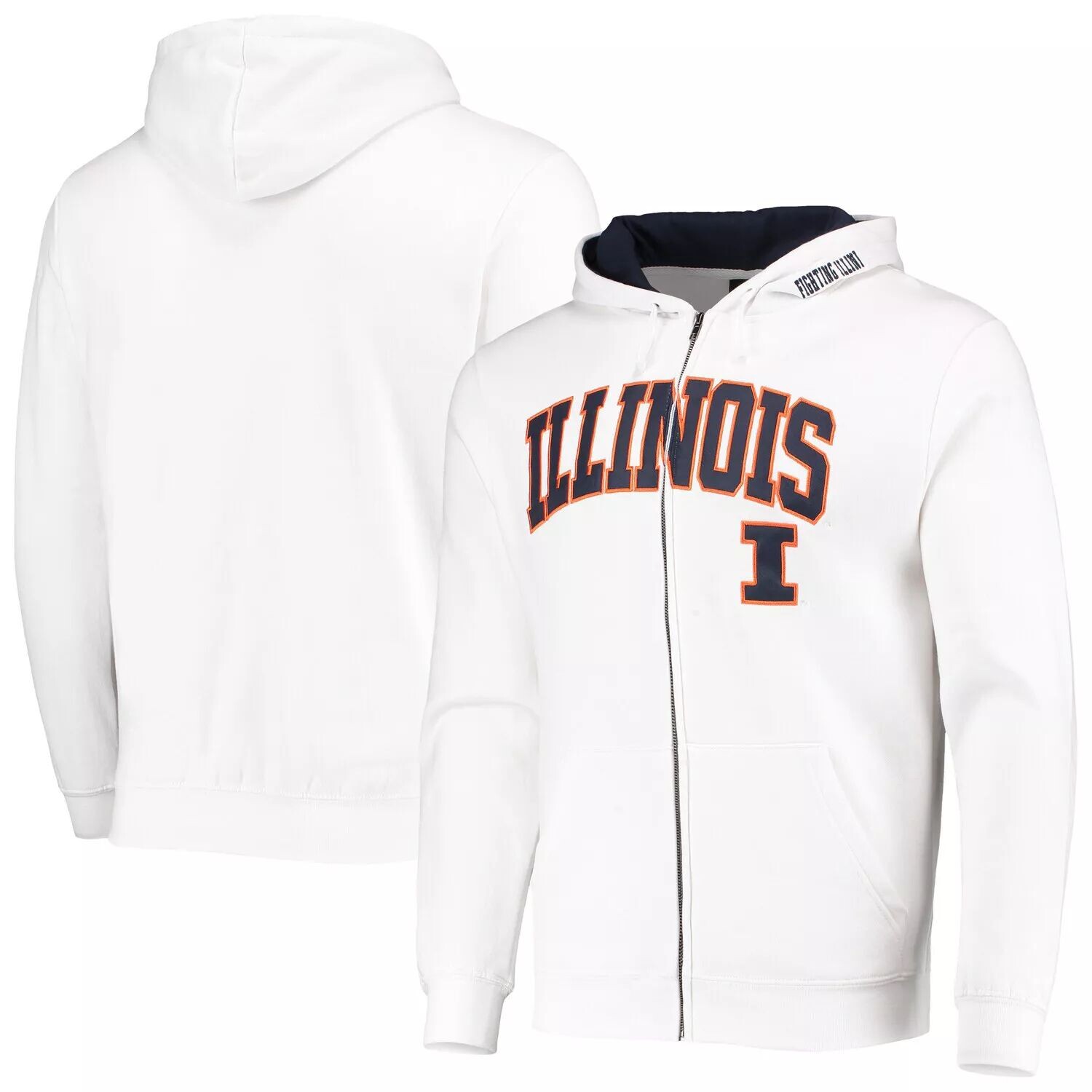 

Мужская белая толстовка с молнией во всю длину Illinois Fighting Illini Arch & Logo 3.0 Colosseum, Белый