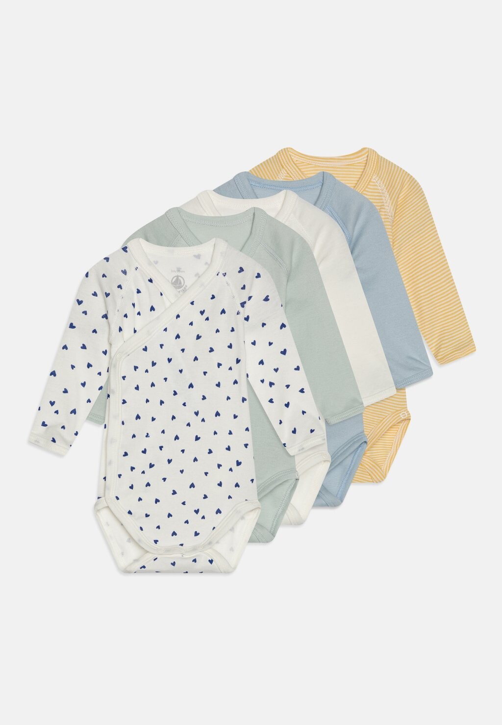 

Боди BABY LOT 5 PACK Petit Bateau, цвет white/light blue/mint
