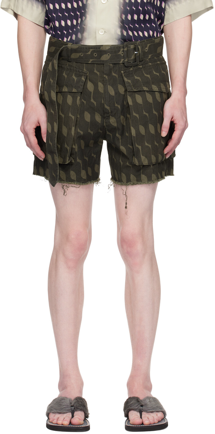 

Хаки Шорты с поясом Dries Van Noten