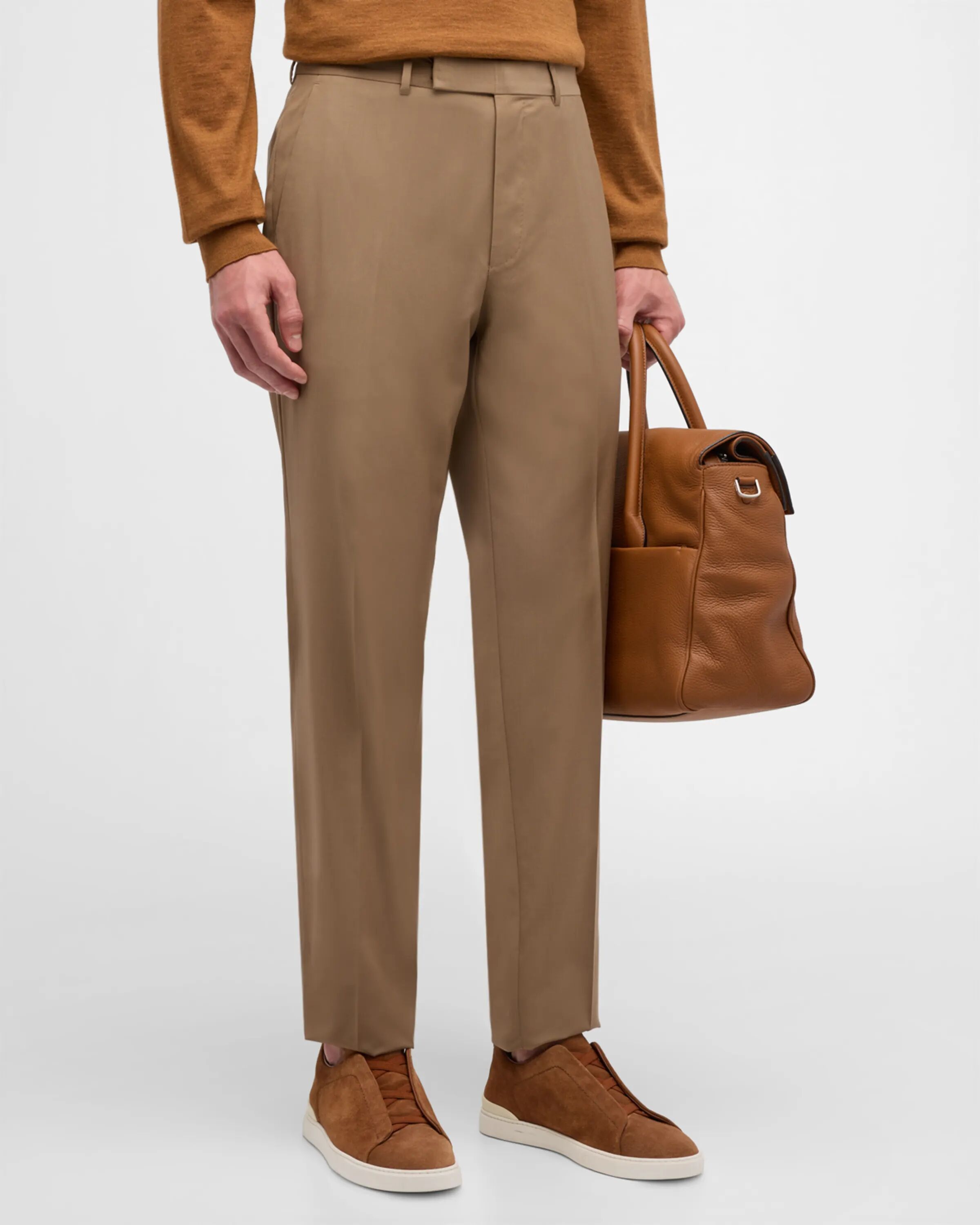 

Мужские классические шерстяные брюки ZEGNA, цвет Medium Brown Solid