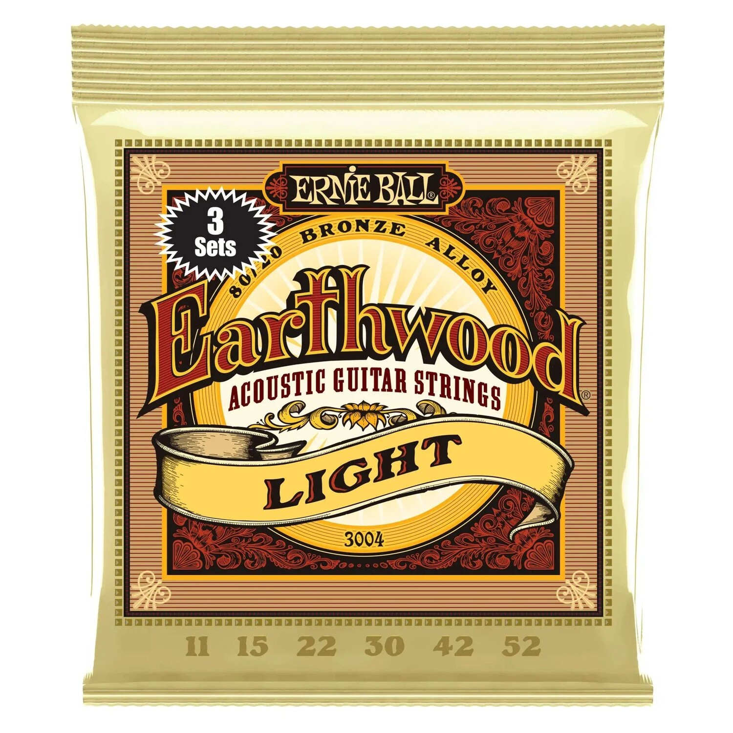 

Струны для акустической гитары Ernie Ball 3004 Earthwood 80/20, бронза — .011-.052 Light Factory, 3 шт.