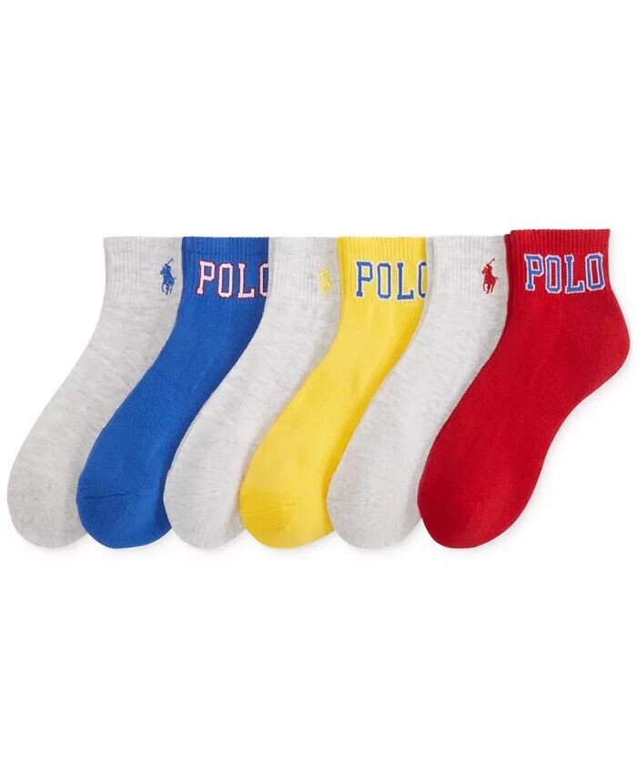 

Женские 6-шт. Носки-поло с контуром до щиколотки Polo Ralph Lauren, мультиколор