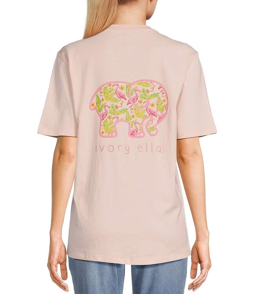 Розовая футболка с рисунком фламинго цвета слоновой кости Ella Ivory Ella, розовый