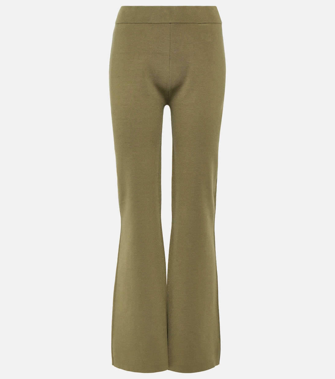 цена Расклешенные брюки из эластичного шелка Joseph, зеленый