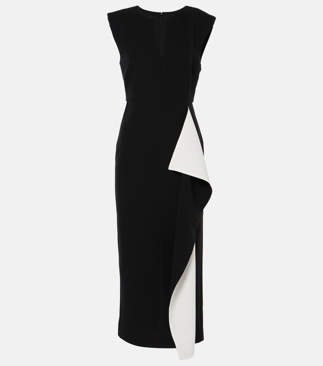 

Платье миди из кади с оборками Roland Mouret, цвет monochrome