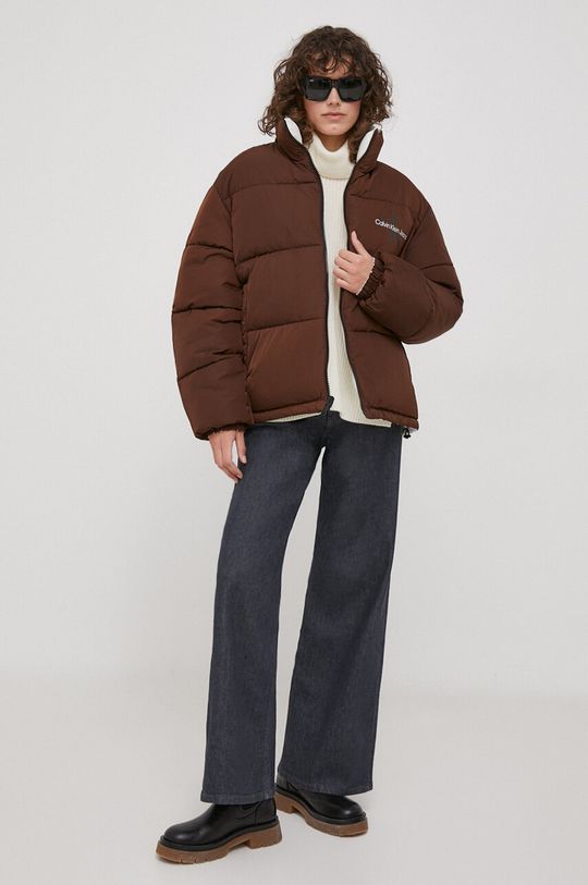 Двусторонняя куртка Calvin Klein Jeans, бежевый двусторонняя куртка из искусственной овчины calvin klein черный