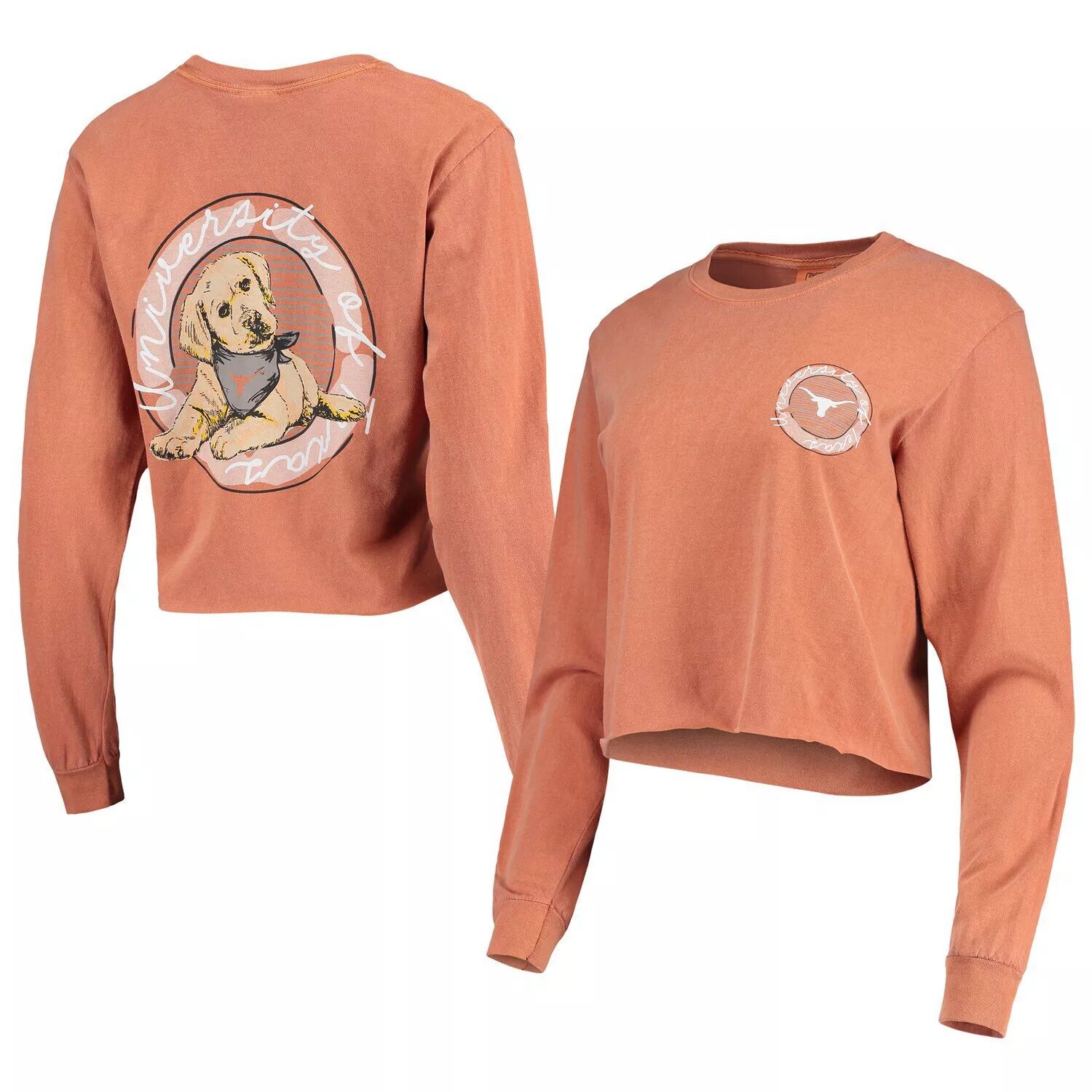 

Женская укороченная футболка с длинными рукавами Texas Longhorns Texas Longhorns Best Friend