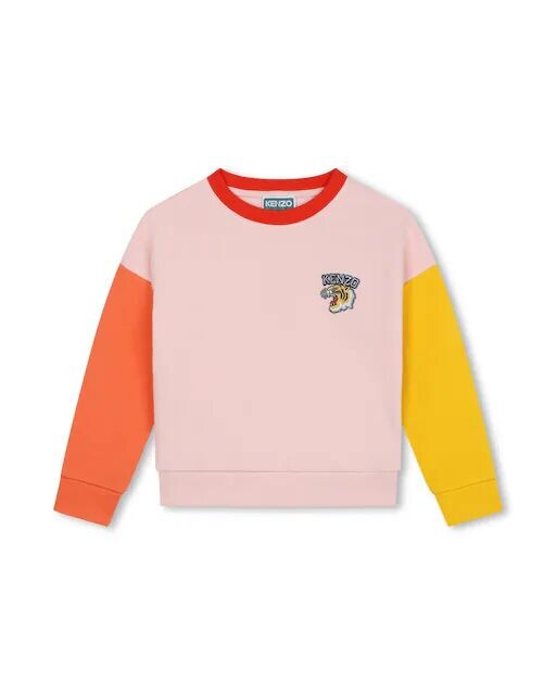

Толстовка в стиле колор-блок для девочки с круглым вырезом Kenzo Kids, розовый