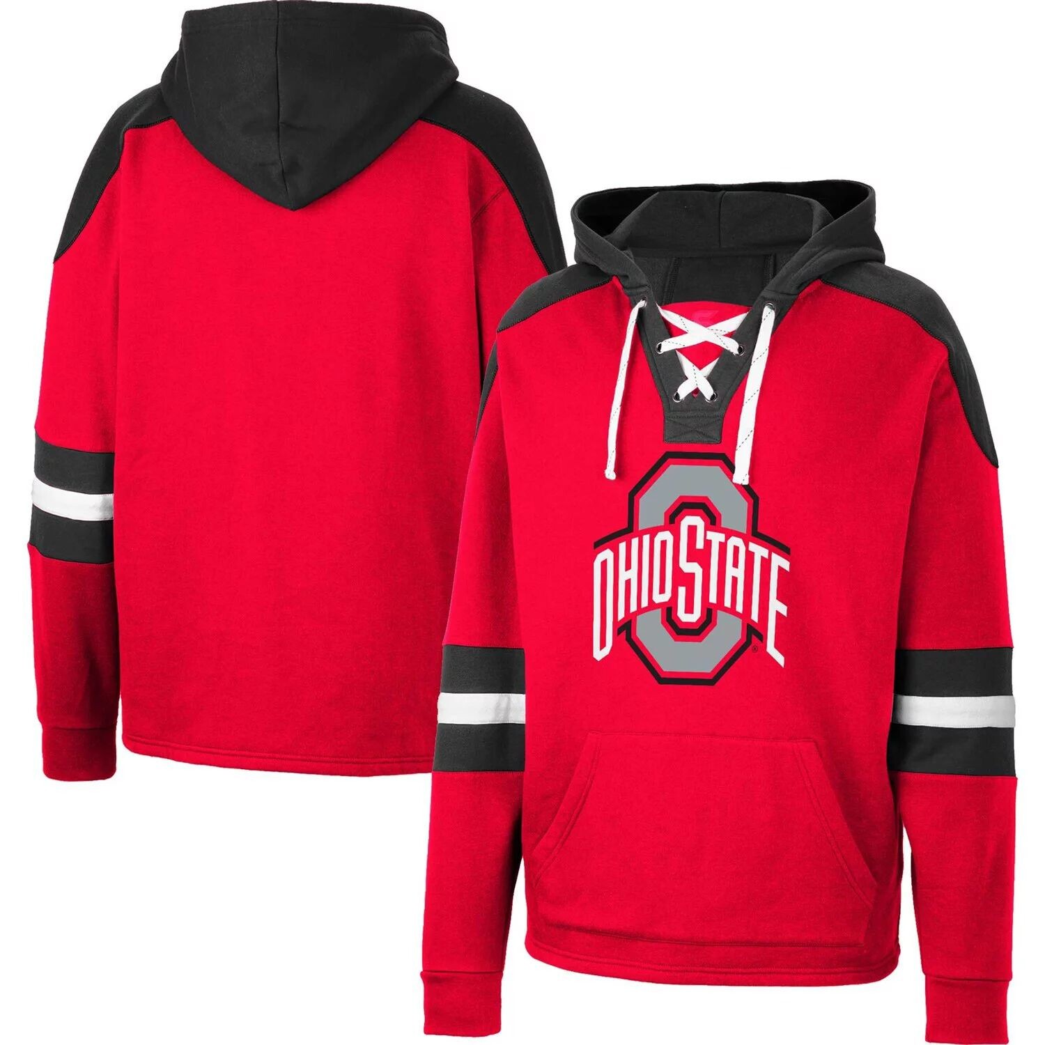 

Мужской пуловер с капюшоном Colosseum Scarlet Ohio State Buckeyes на шнуровке 4.0