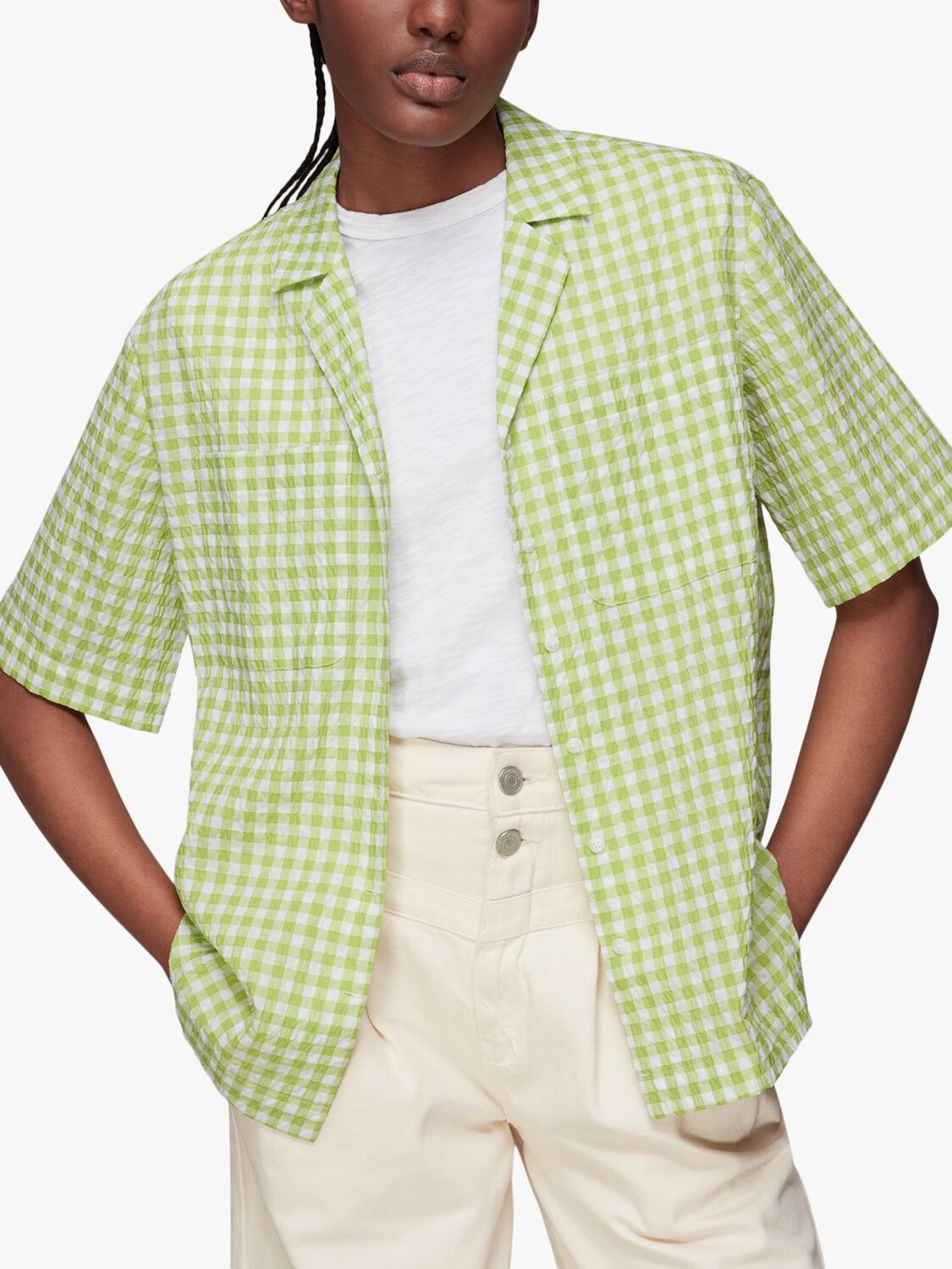 

Рубашка для боулинга в клетку Whistles Grace Gingham, зеленый/разноцветный