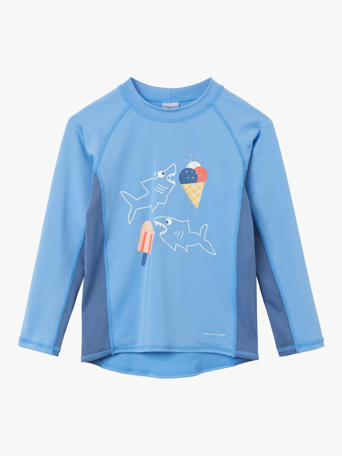 

Детский топ Polarn O. Pyret UPF50 Shark Swim Rash, синий/мульти