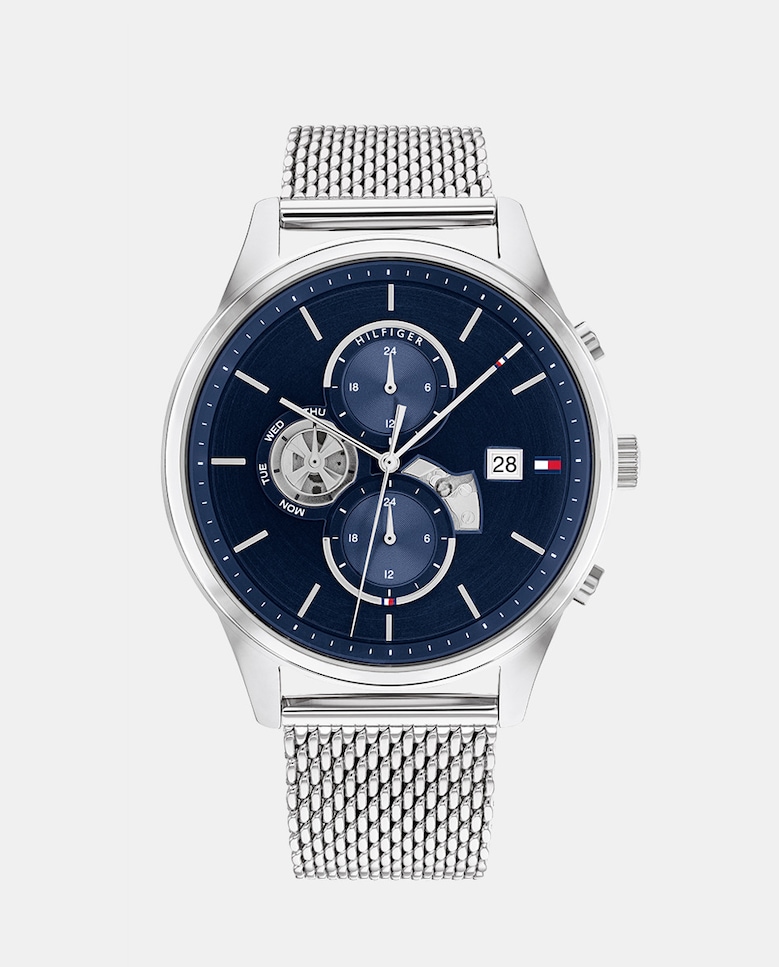 Многофункциональные мужские часы Weston 1710504 со стальной сеткой Tommy Hilfiger, серебро