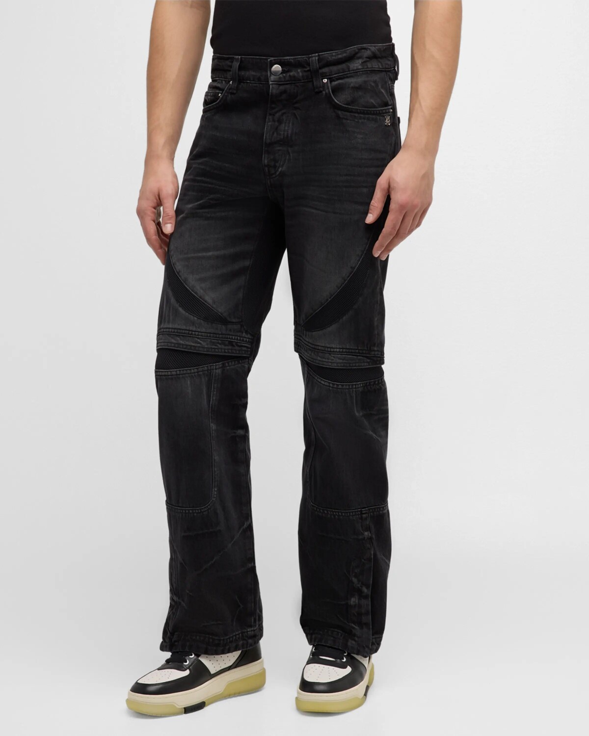 

Мужские джинсы с потертостями и сетчатыми вставками Amiri, цвет Faded Black