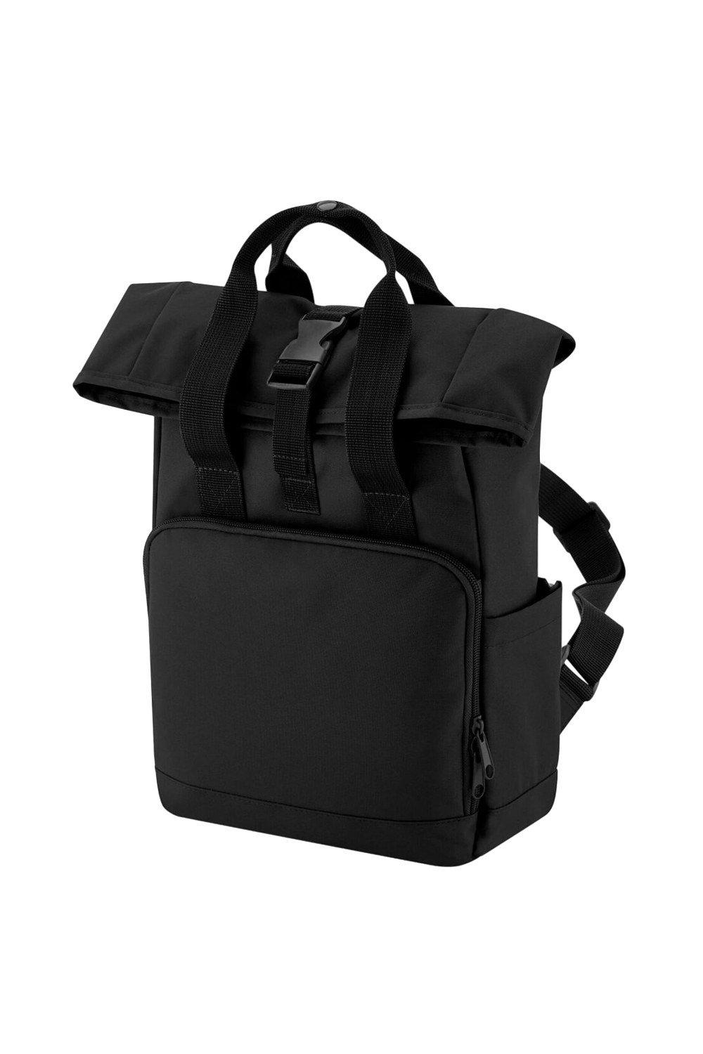Мини-рюкзак с двумя ручками из переработанного сырья Bagbase, черный