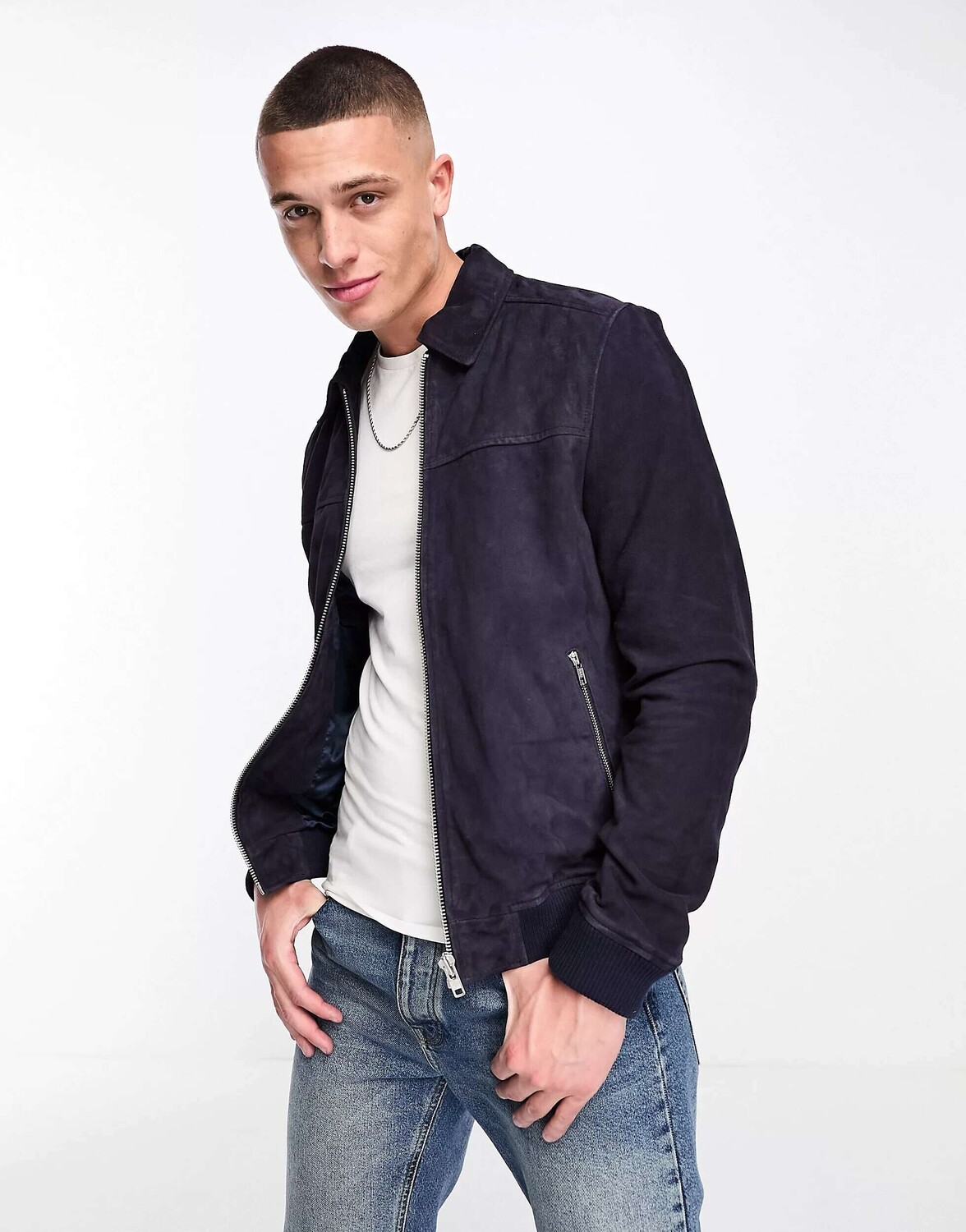 

Бомбер Harrington из натуральной кожи Barneys Originals Berlin - Темно-синий