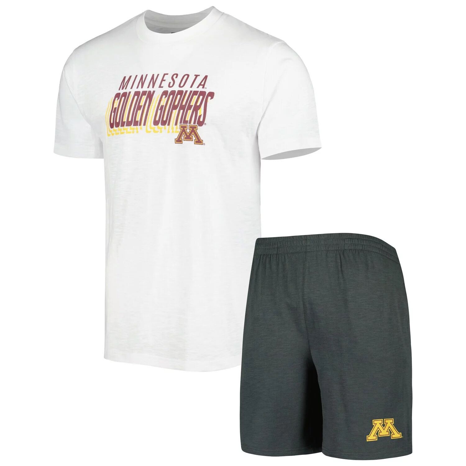

Мужской комплект из футболки и шорт для мужчин Concepts Sport Charcoal/White Minnesota Golden Gophers Downfield