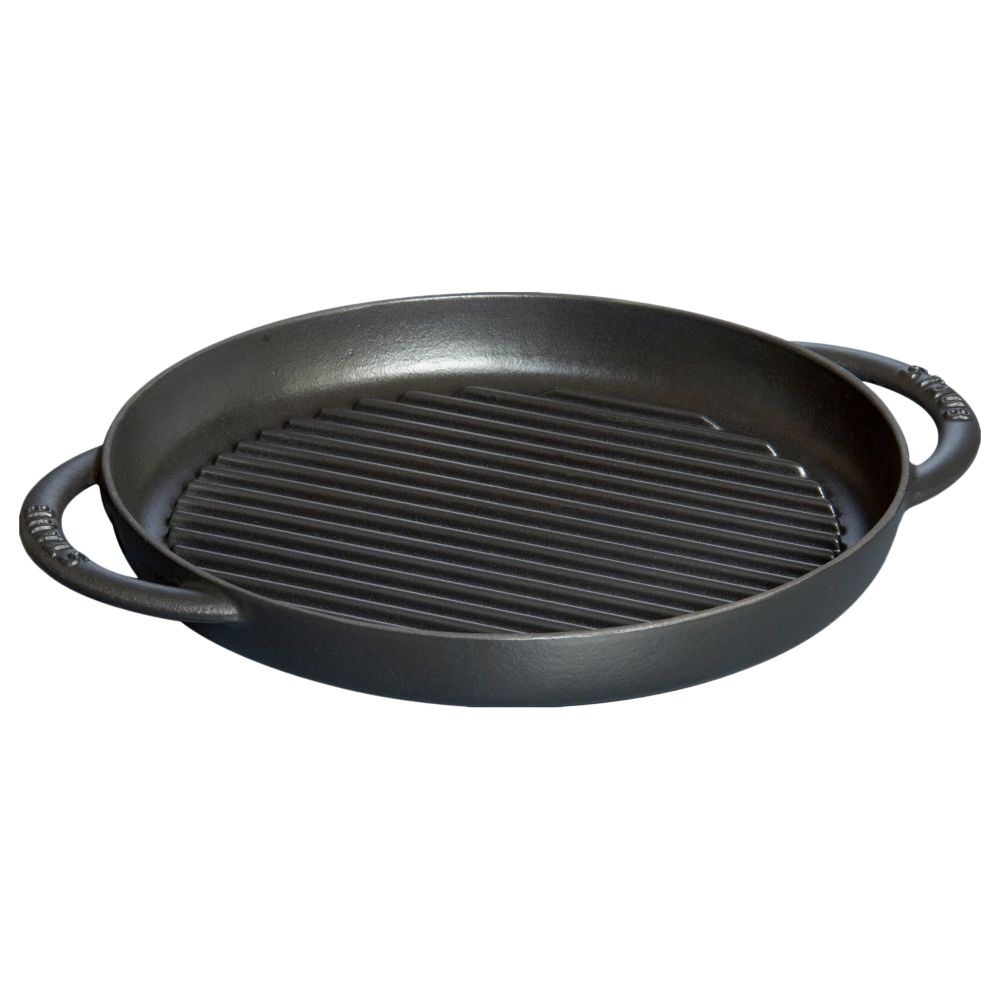 круглая сковорода гриль fissman ci 4125 22 Чугунная круглая сковорода-гриль STAUB, черная, 22 см