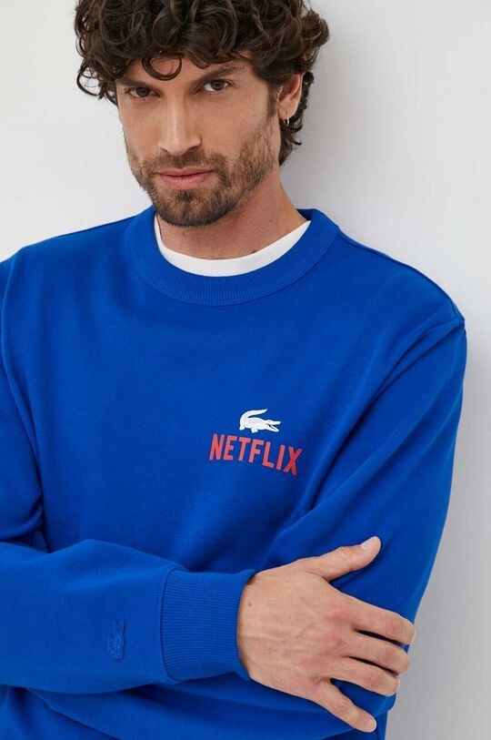

Хлопковая толстовка для Netflix Lacoste, темно-синий