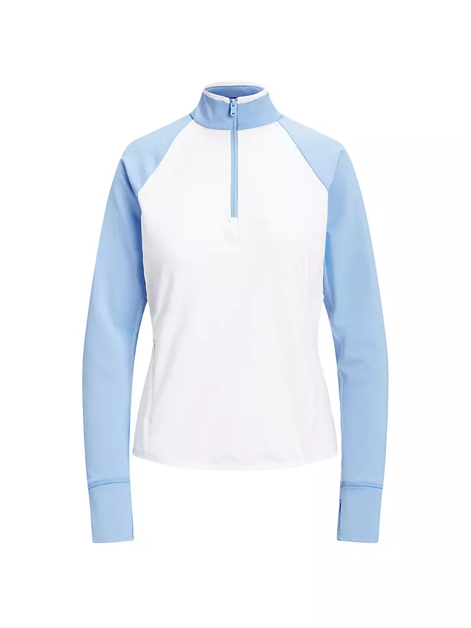 

Футболка-пуловер из джерси с молнией в четверть Rlx Ralph Lauren, цвет ceramic white blue lagoon
