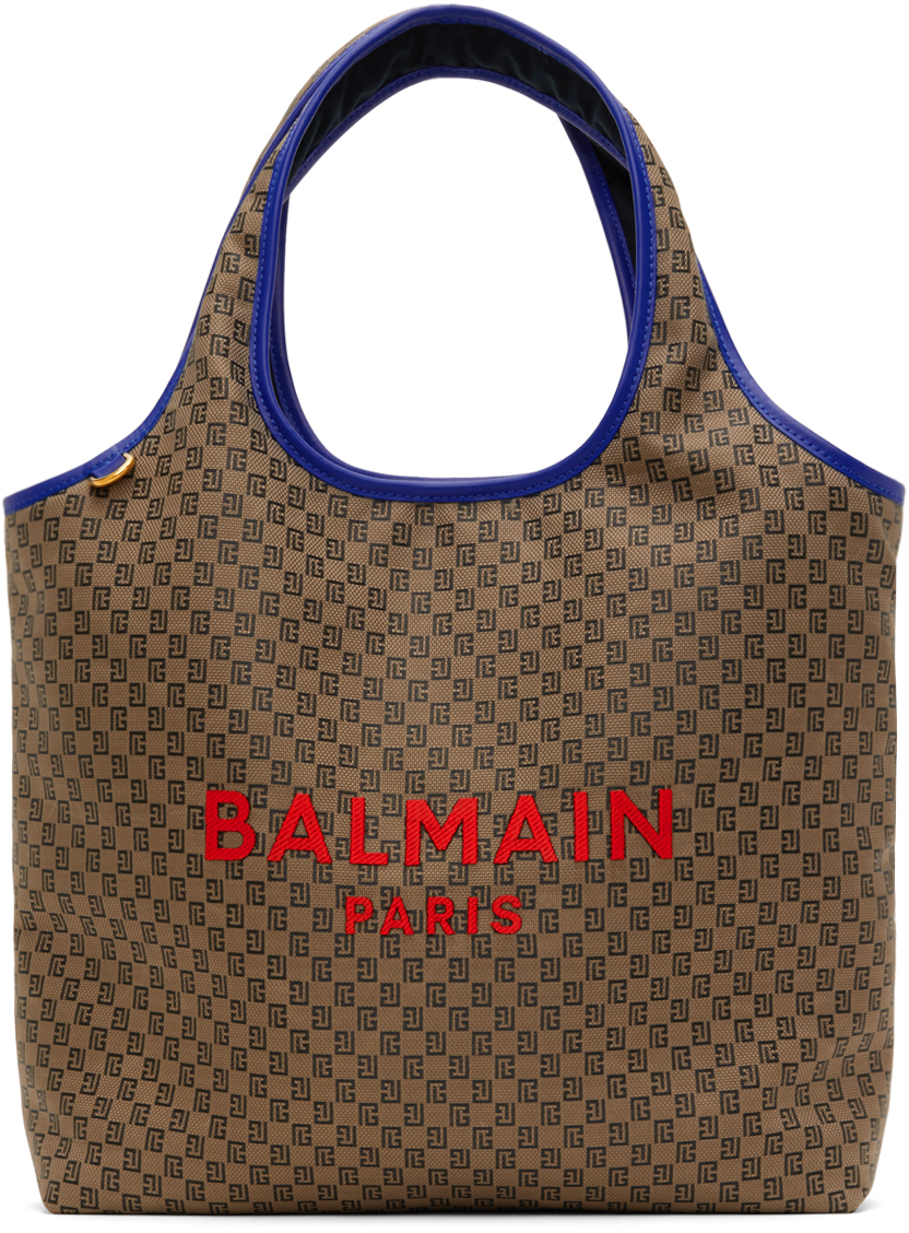 цена Коричневая продуктовая сумка с монограммой Balmain