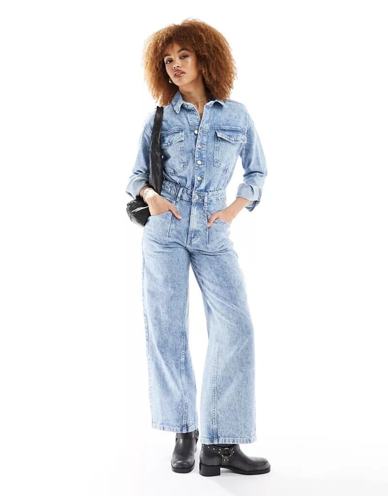 

Комбинезон в стиле милитари Free People из голубого денима
