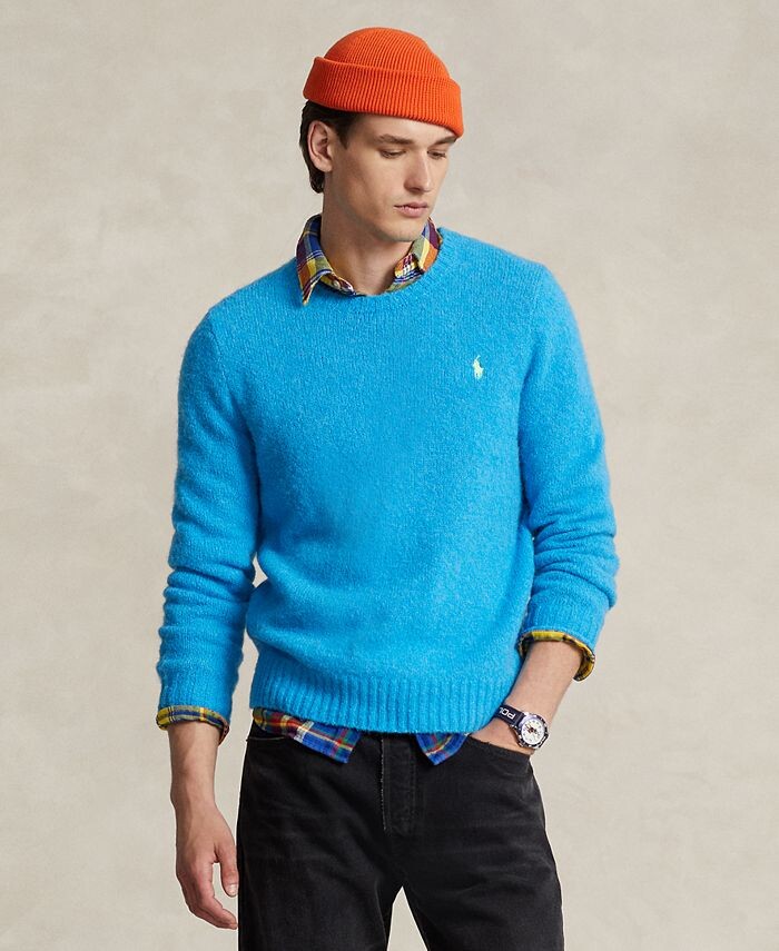 

Мужской пушистый свитер из смесовой шерсти Polo Ralph Lauren, синий