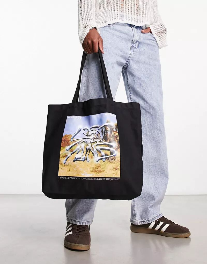 Черная высококачественная сумка-тоут Coney Island Picnic с принтом Lost Mind o callaghan billy my coney island baby