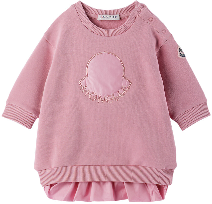 

Детское розовое платье с круглым вырезом Розовое Moncler Enfant