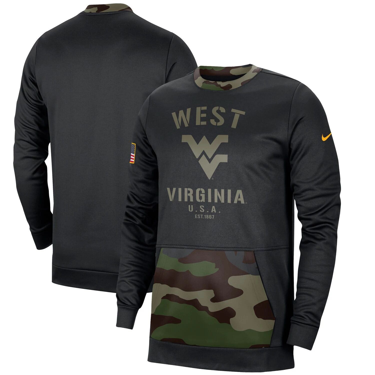 

Мужской пуловер Nike West Virginia Mountaineers черного/камуфляжного цвета в стиле милитари, Черный