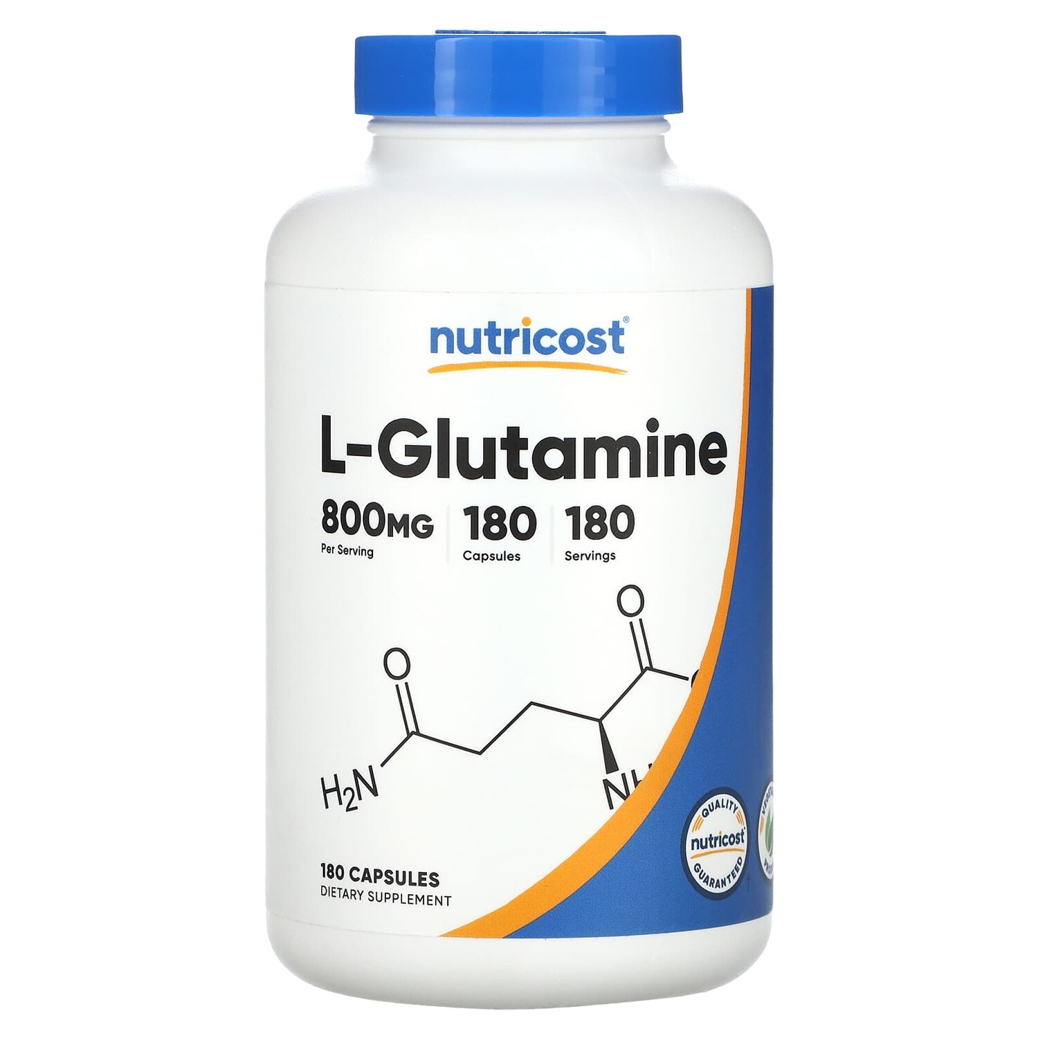 

L-глютамин, 800 мг, 180 капсул, Nutricost
