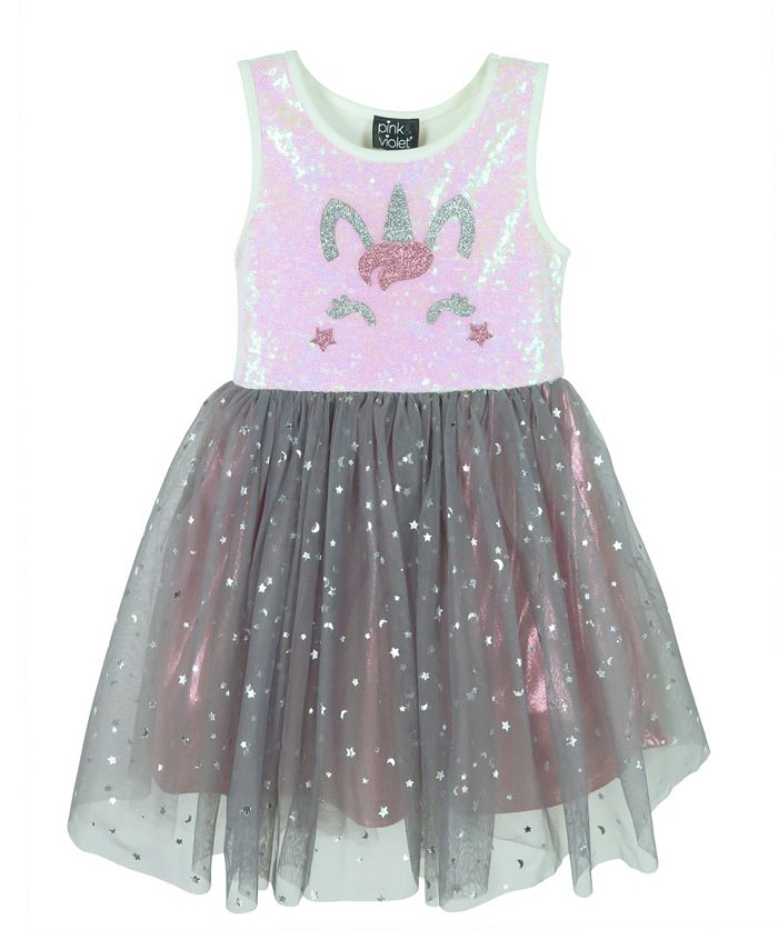 Платье без рукавов с блестками и единорогом для маленьких девочек Pink & Violet, мультиколор