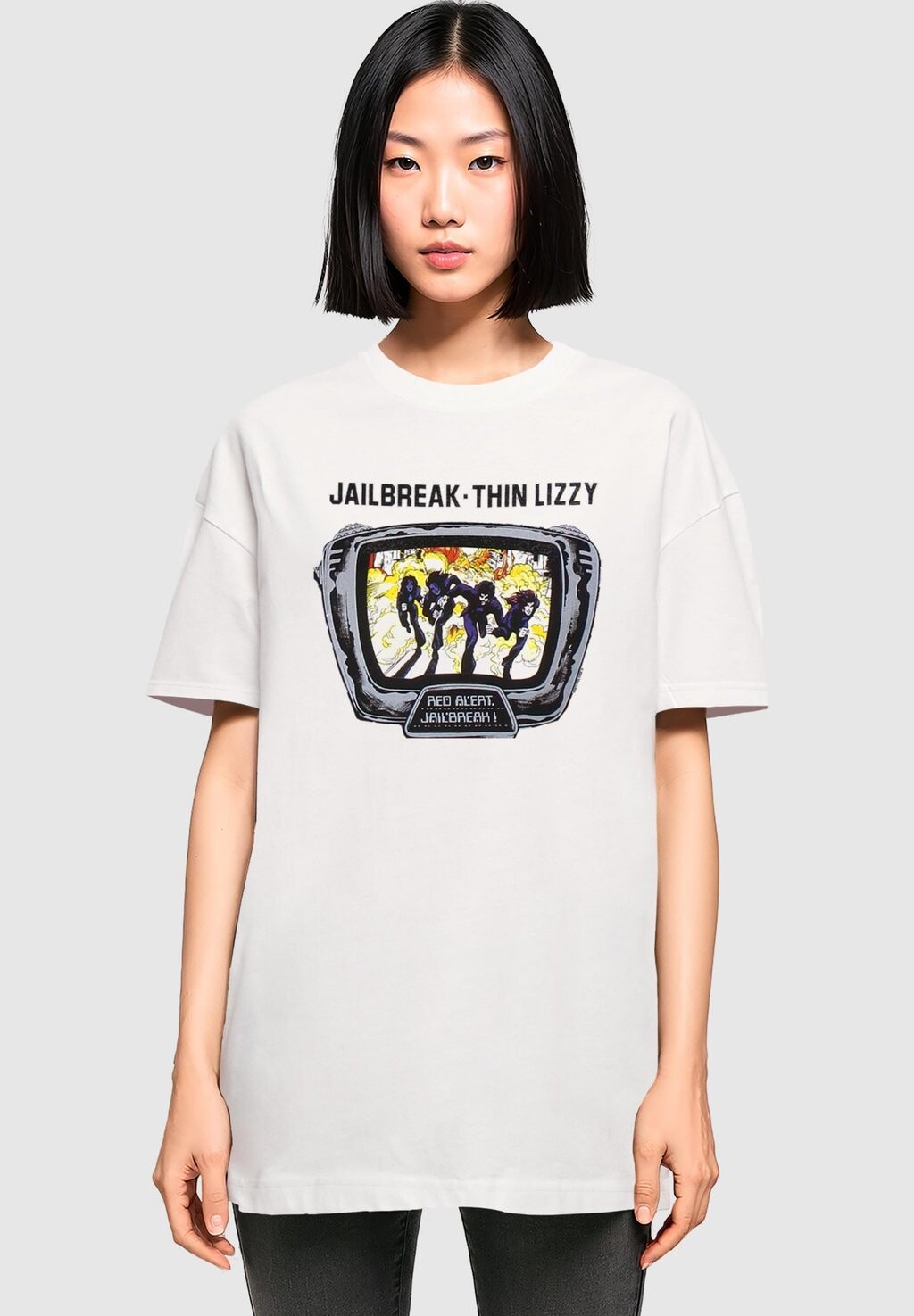 

Футболка с принтом THIN LIZZY JAILBREAK BOYFRIEND Merchcode, белый