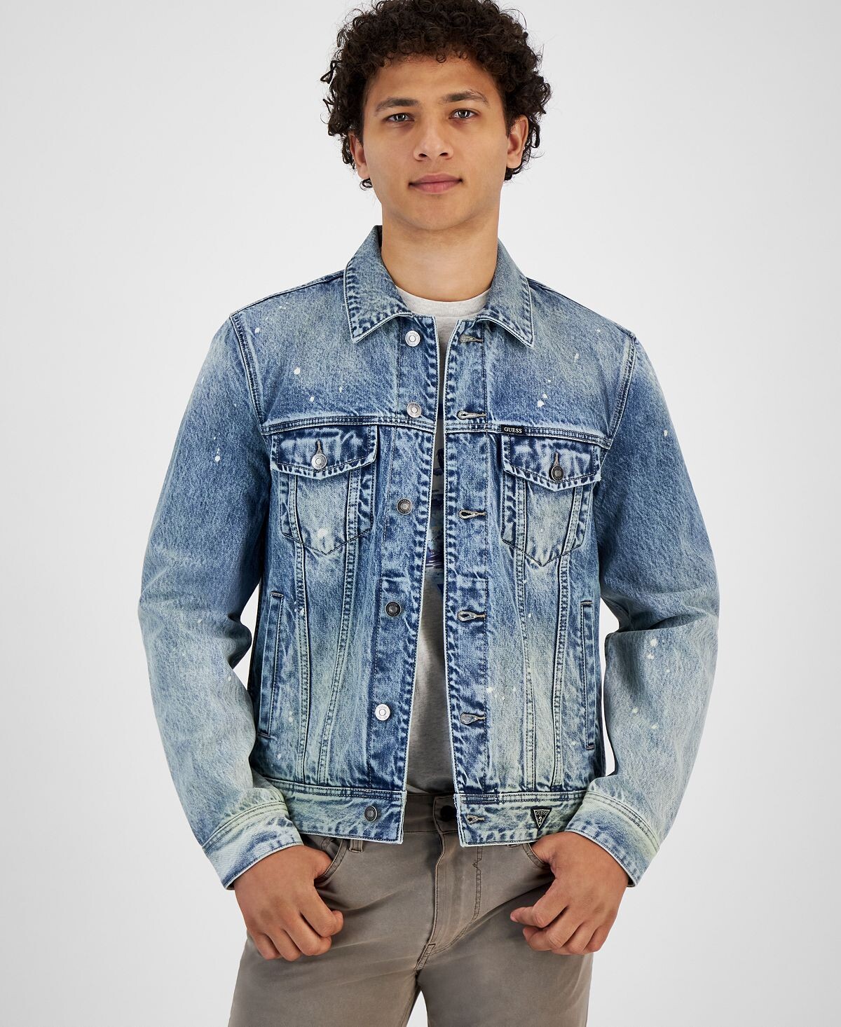 

Мужская джинсовая куртка Dillon Light Wash с эффектом потертости GUESS