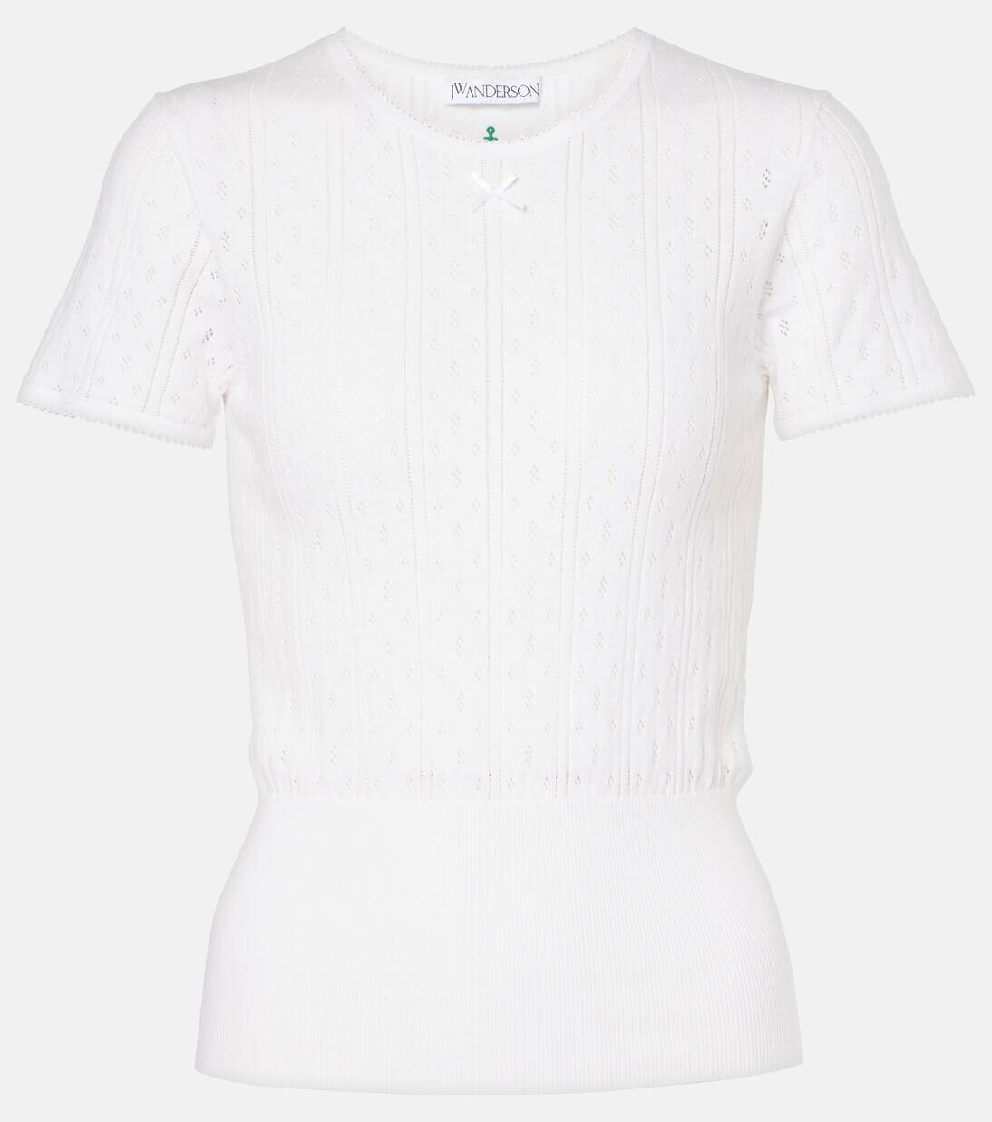 

Топ из хлопка и кашемира с ажурным узором Jw Anderson, белый