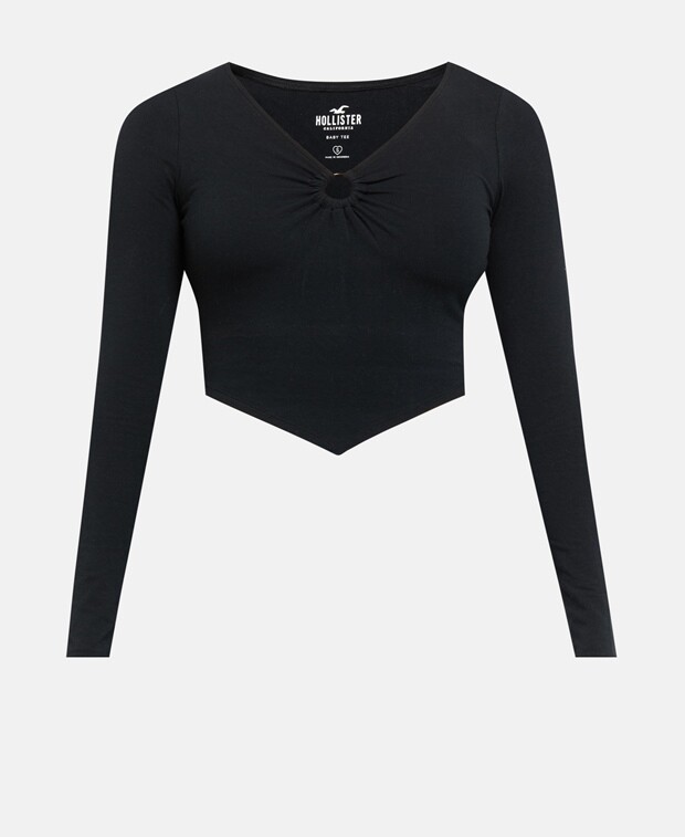 

Топ с длинными рукавами Hollister, черный