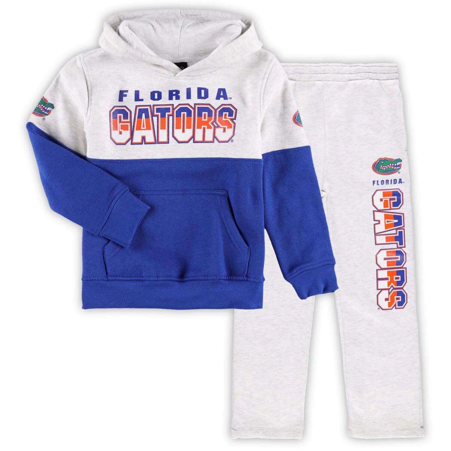 

Пуловер с капюшоном и брюками Infant Heather Grey/Royal Florida Gators Playmaker Outerstuff