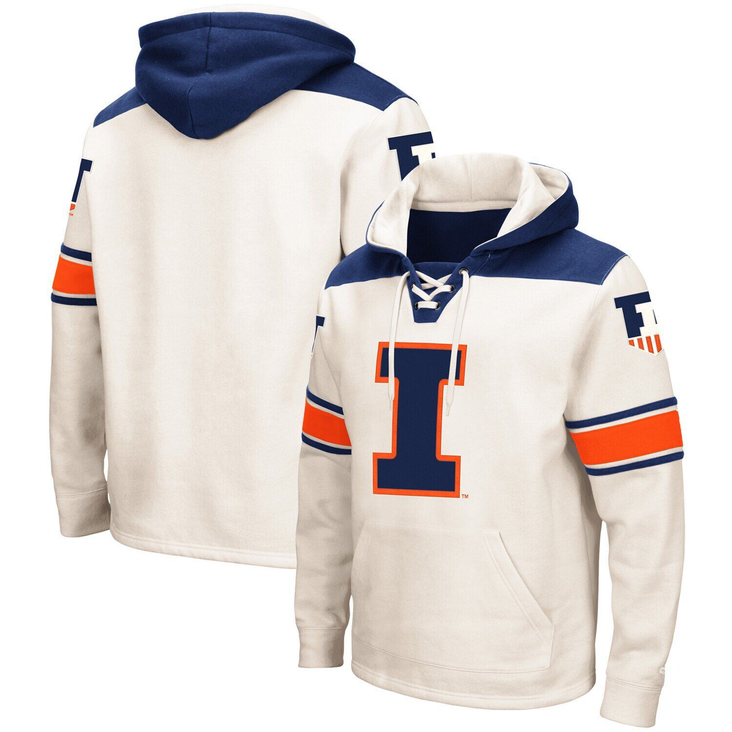 

Мужской кремовый пуловер с капюшоном Illinois Fighting Illini 2.0 на шнуровке Colosseum, Бежевый