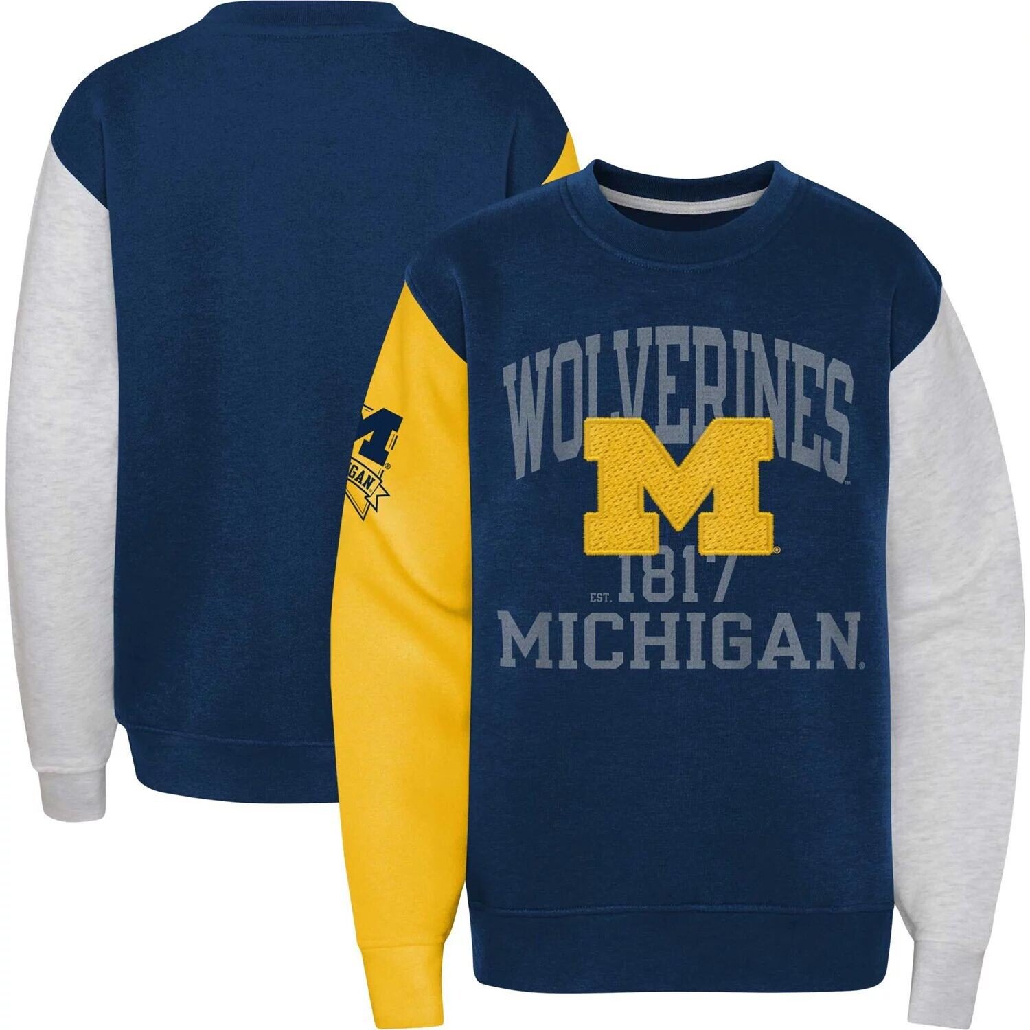 

Молодежный флисовый пуловер с цветными блоками Michigan Wolverines Outerstuff